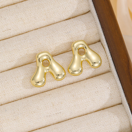 18K Gold-Plated Bubble Letter Stud Earrings 18K Gold-Plated Bubble Letter Stud Earrings
