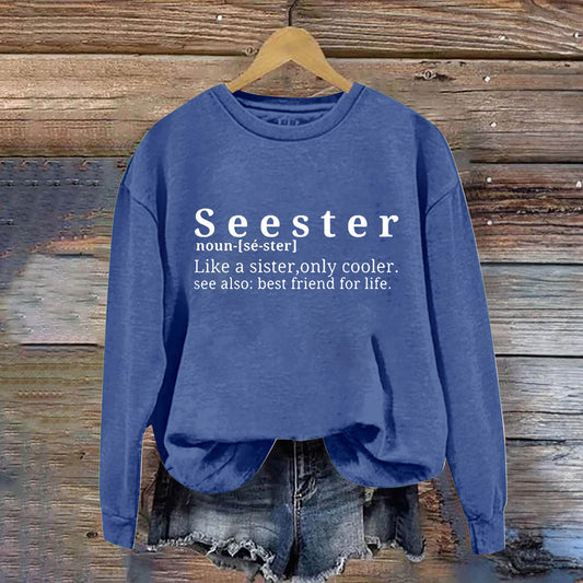 Letter Simplicity Printed Round Neck Women's Sweater Letter Simplicity Printed Round Neck Women's Sweater