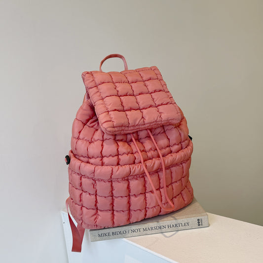 Candy Color Quilted Women Backpack Puffy Down Padded School Bag Large Cotton Travel Back Pack Bags For Women Plaids Shoulder Bag Candy Color Quilted Women Backpack Puffy Down Padded School Bag Large Cotton Travel Back Pack Bags For Women Plaids Shoulder Bag