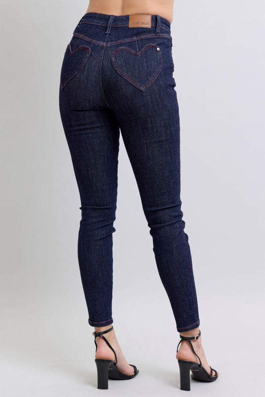 Judy Blue Full Size Heart Shaped Back Pockets Skinny Jeans Judy Blue Full Size Heart Shaped Back Pockets Skinny Jeans