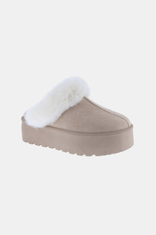 Weeboo Thick Bottom Fur Trim Snow Slippers Weeboo Thick Bottom Fur Trim Snow Slippers