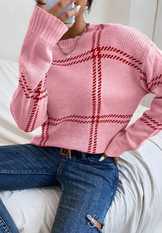 Contrast Round Neck Long Sleeve Sweater Contrast Round Neck Long Sleeve Sweater