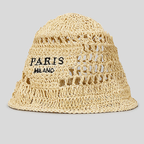 Hollow Grass Hand-made Embroidered Handwriting Beach Sun Pastoral Style Bucket Hat Hollow Grass Hand-made Embroidered Handwriting Beach Sun Pastoral Style Bucket Hat