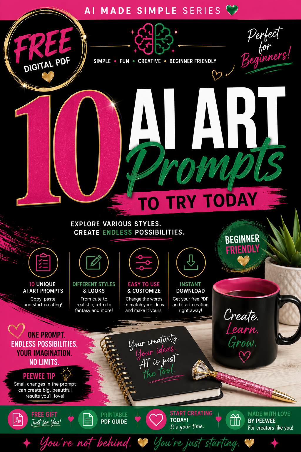 10 AI Art Prompts to Try Today | FREE Beginner Starter Guide