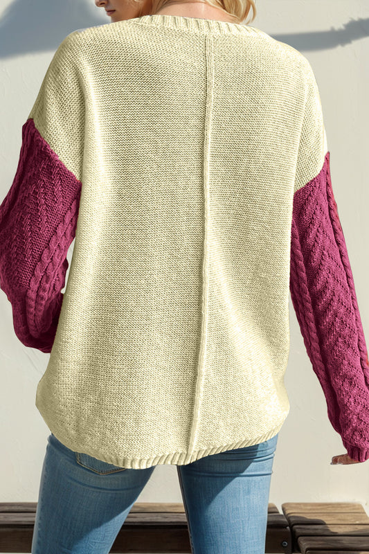 Double Take Full Size Color Block Drop Shoulder Sweater Double Take Full Size Color Block Drop Shoulder Sweater