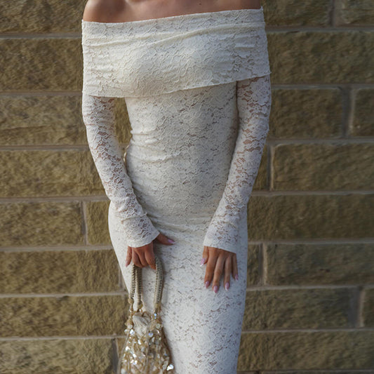 Slim-fit Off-shoulder Lace Dress Women's Fashion Slim-fit Off-shoulder Lace Dress Women's Fashion