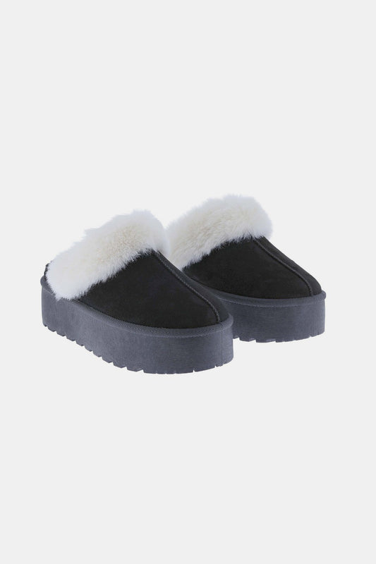 Weeboo Thick Bottom Fur Trim Snow Slippers Weeboo Thick Bottom Fur Trim Snow Slippers