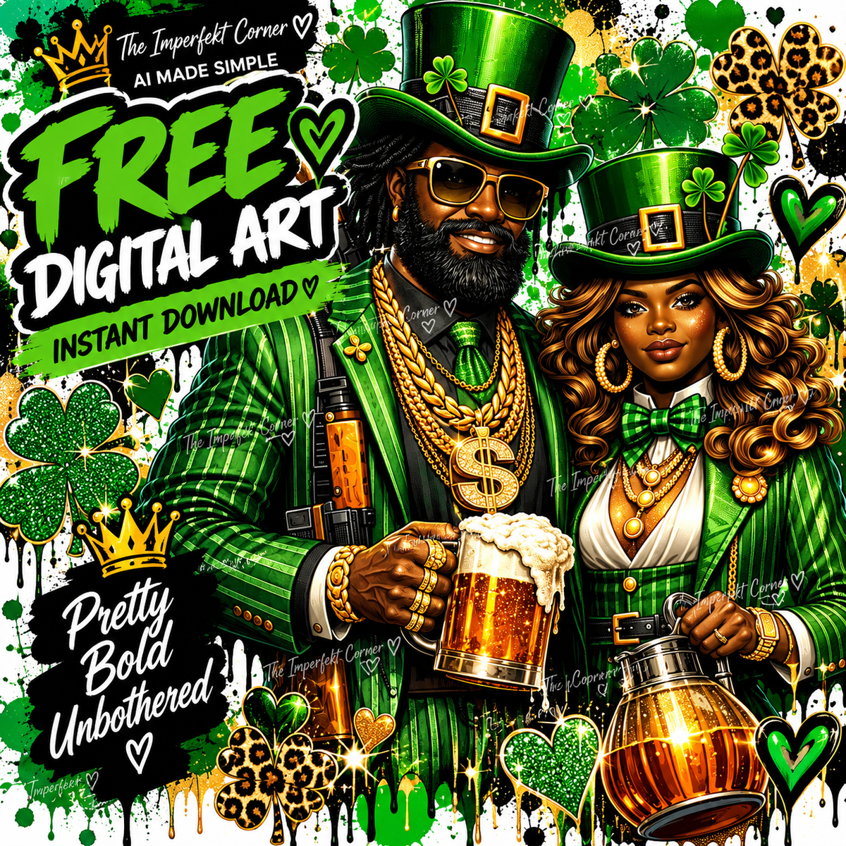 Lucky Green Couple free digital art cover - The Imperfekt Corner