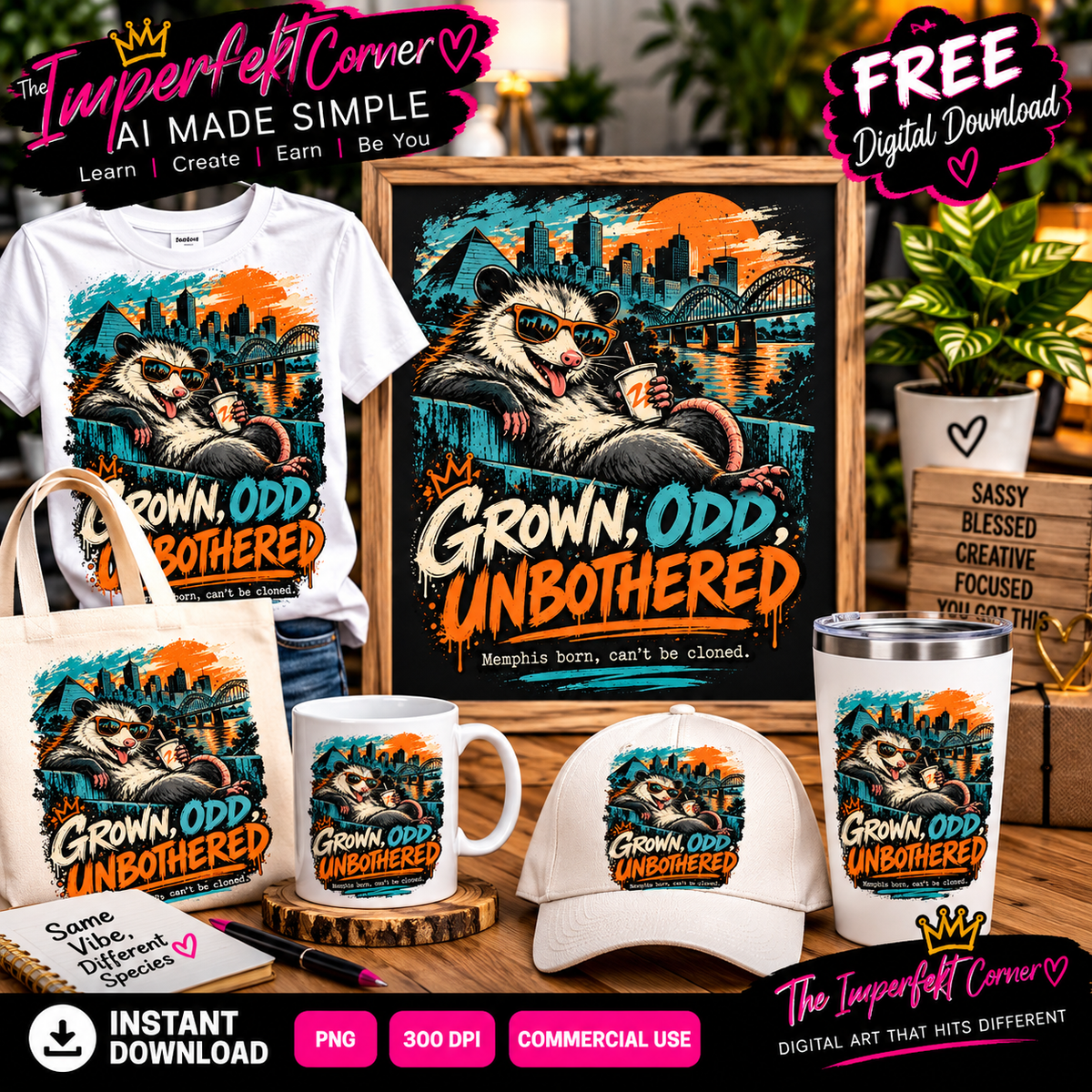 Grown Odd Unbothered Memphis free digital art - The Imperfekt Corner