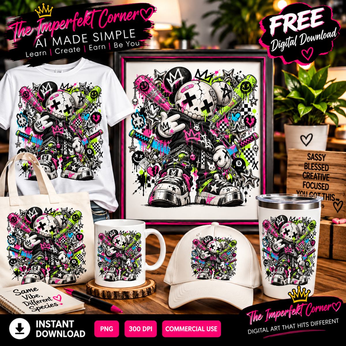 Neon Punk Rebel free digital art - The Imperfekt Corner