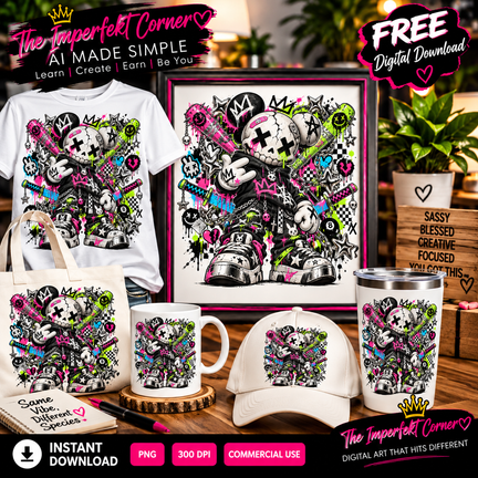Neon Punk Rebel free digital art - The Imperfekt Corner
