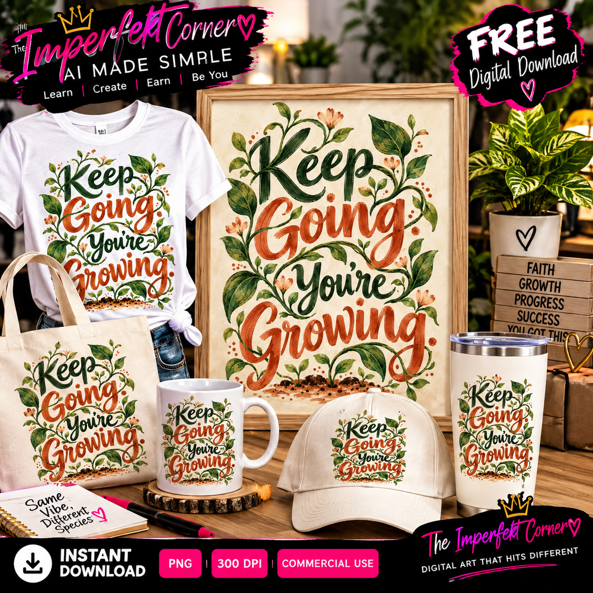 Keep Going You're Growing free digital art - The Imperfekt Corner