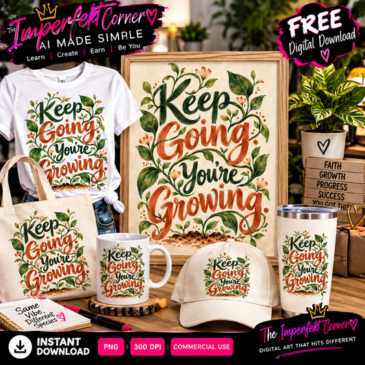 Keep Going You're Growing free digital art - The Imperfekt Corner