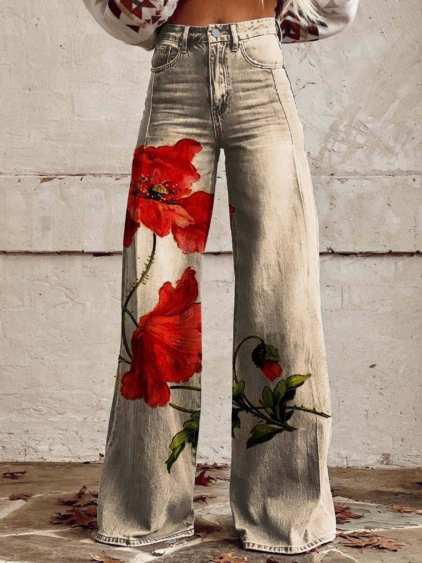 Pattern Women's Wide-legged Pants Anti-jeans 3D Digital Printing