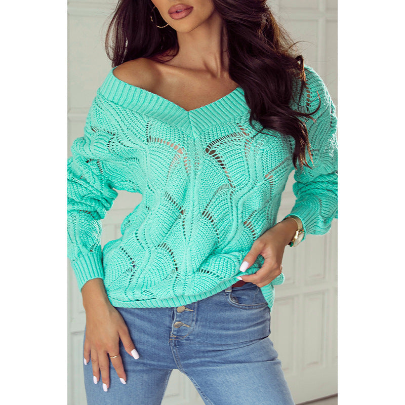 European And American Fashion Hollowed-out Knitted Pullover Top