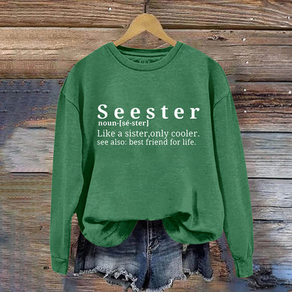 Letter Simplicity Printed Round Neck Women's Sweater