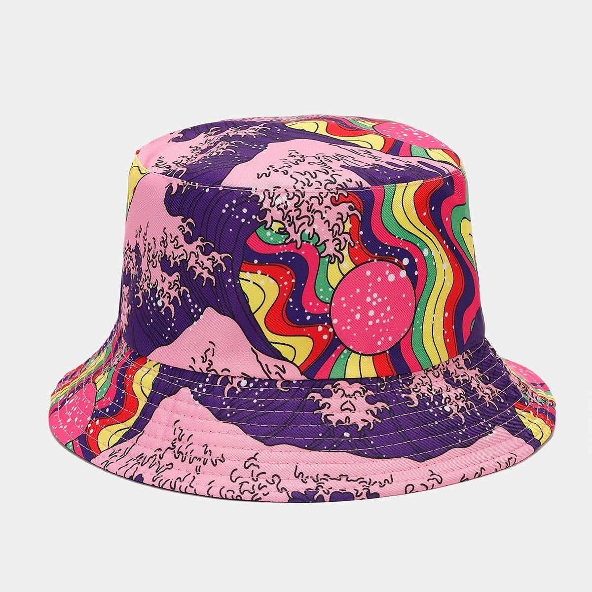 Graffiti Double-sided Bucket Hat Female Party Hip Hop Bucket Hat