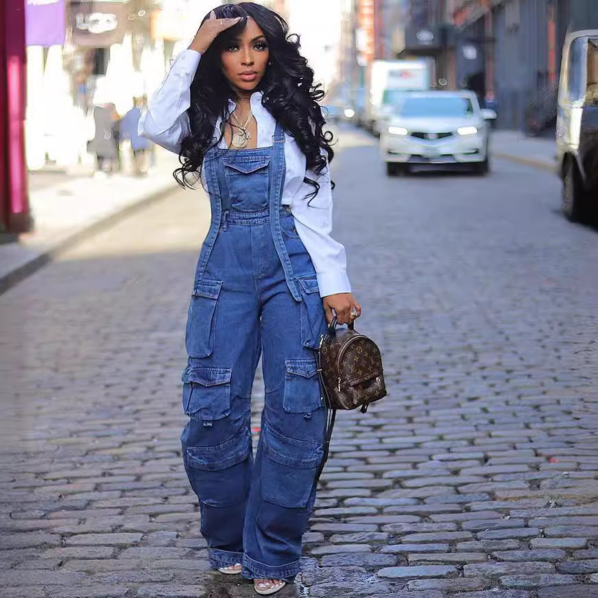 Women's Fashion Loose Denim Jumpsuit