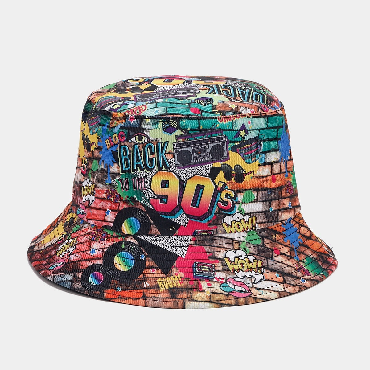 Graffiti Double-sided Bucket Hat Female Party Hip Hop Bucket Hat