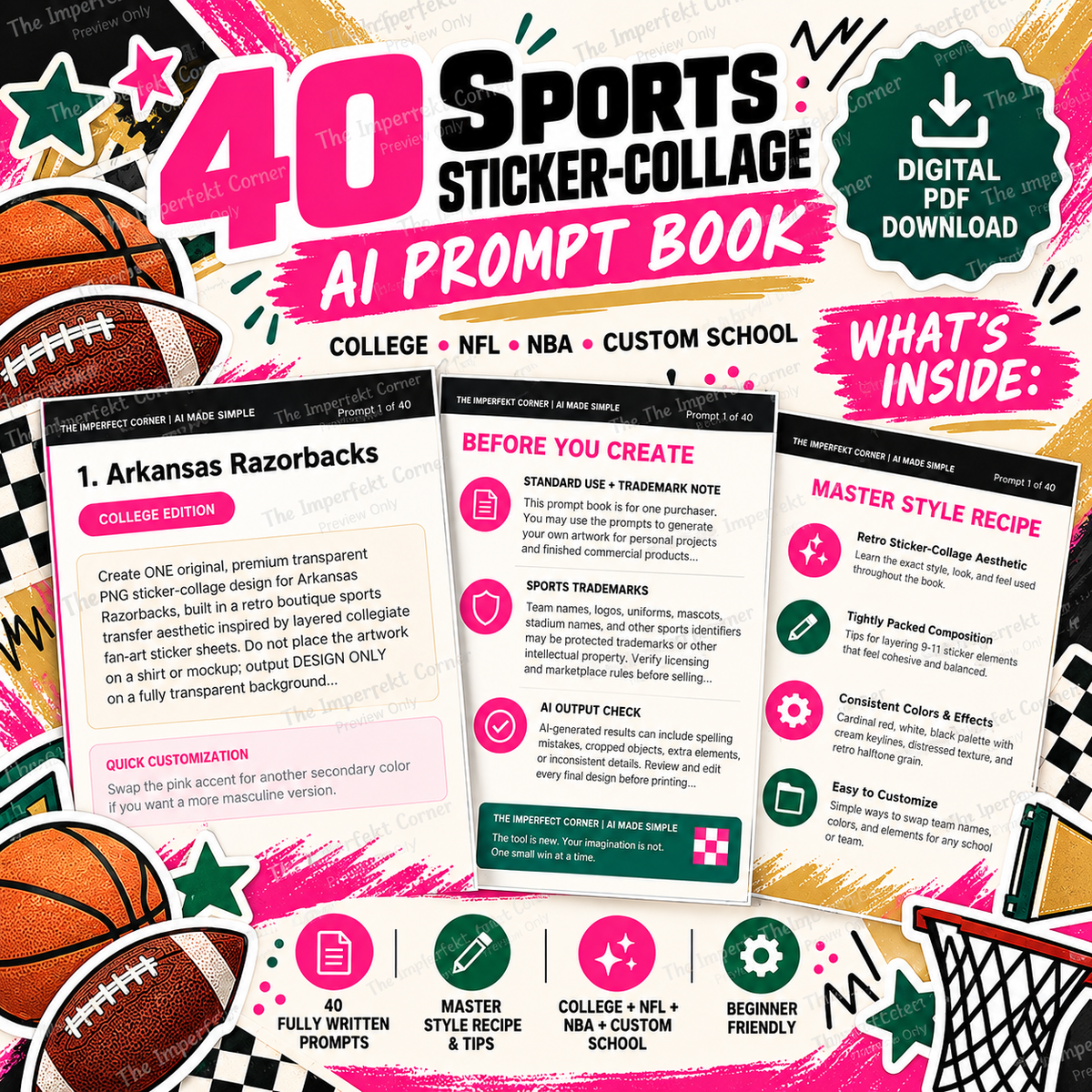 40 Sports Sticker-Collage AI Prompt Book product preview