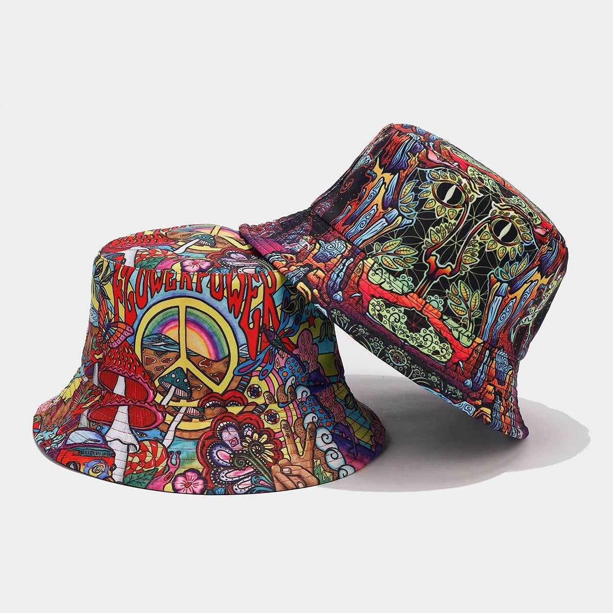 Graffiti Double-sided Bucket Hat Female Party Hip Hop Bucket Hat