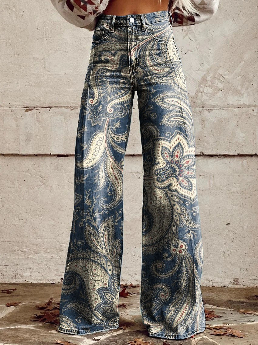 Pattern Women's Wide-legged Pants Anti-jeans 3D Digital Printing