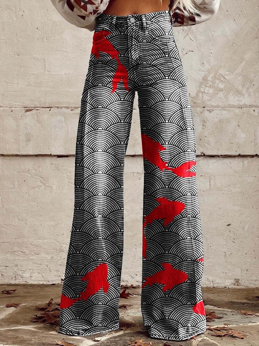 Pattern Women's Wide-legged Pants Anti-jeans 3D Digital Printing