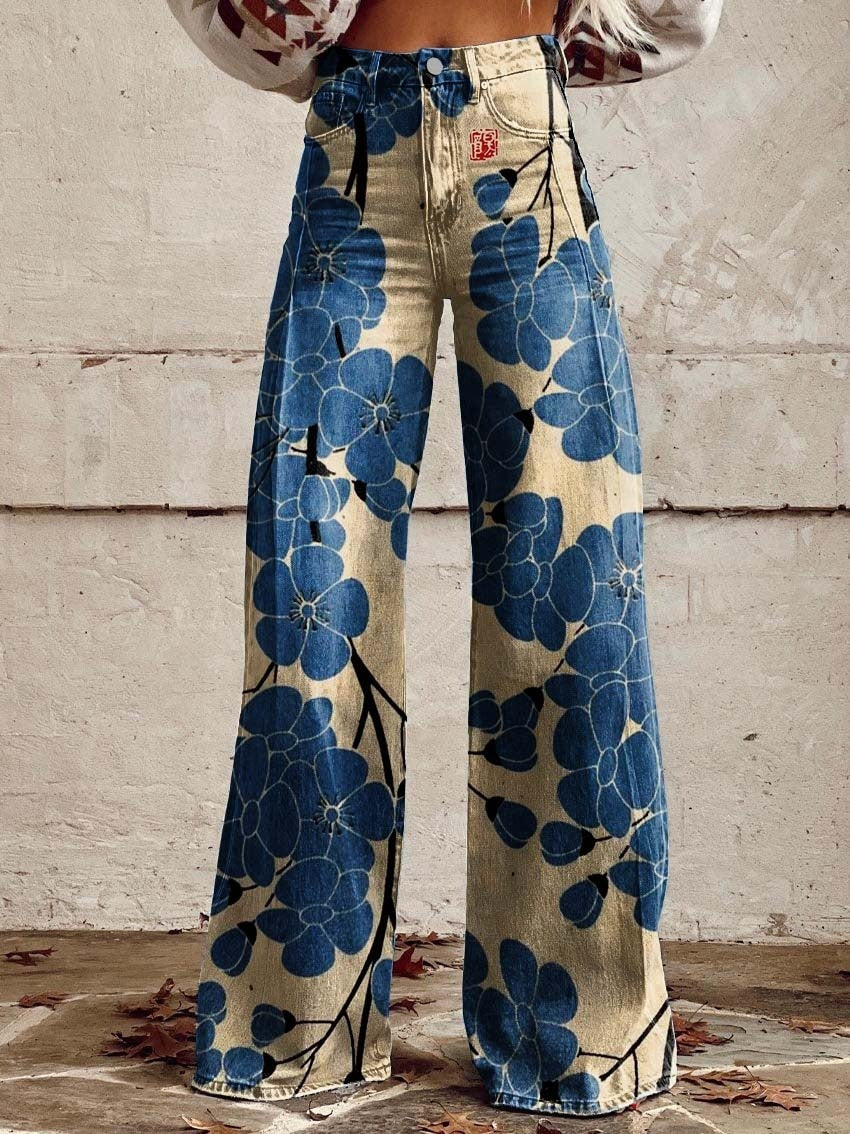 Pattern Women's Wide-legged Pants Anti-jeans 3D Digital Printing