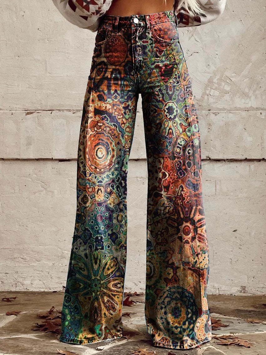 Pattern Women's Wide-legged Pants Anti-jeans 3D Digital Printing