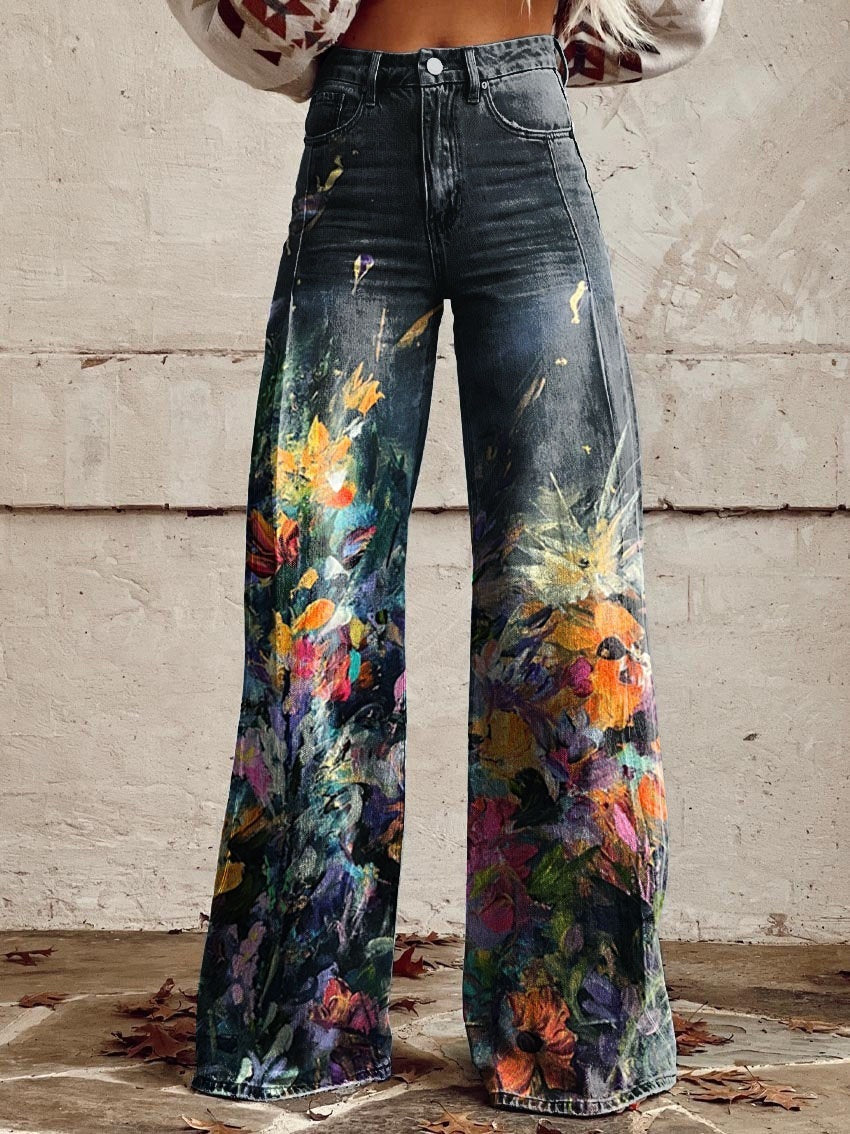 Pattern Women's Wide-legged Pants Anti-jeans 3D Digital Printing