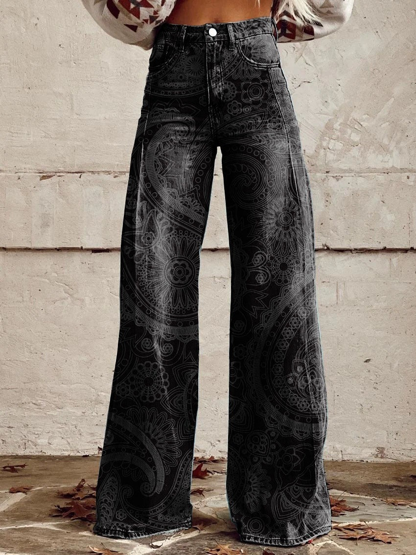 Pattern Women's Wide-legged Pants Anti-jeans 3D Digital Printing