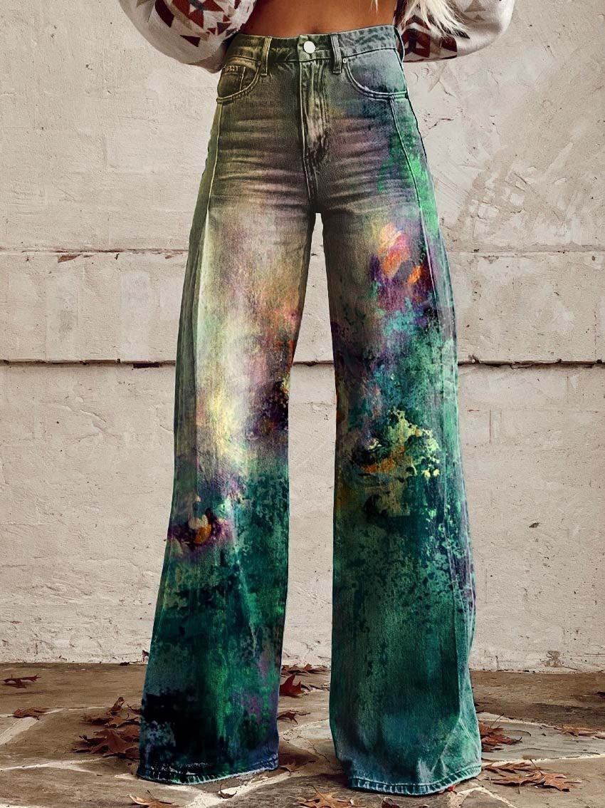 Pattern Women's Wide-legged Pants Anti-jeans 3D Digital Printing