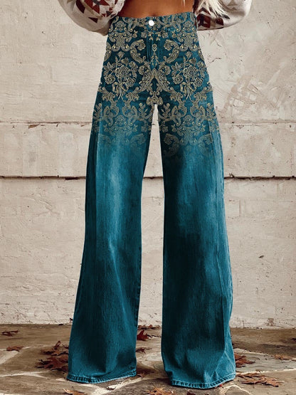 Pattern Women's Wide-legged Pants Anti-jeans 3D Digital Printing