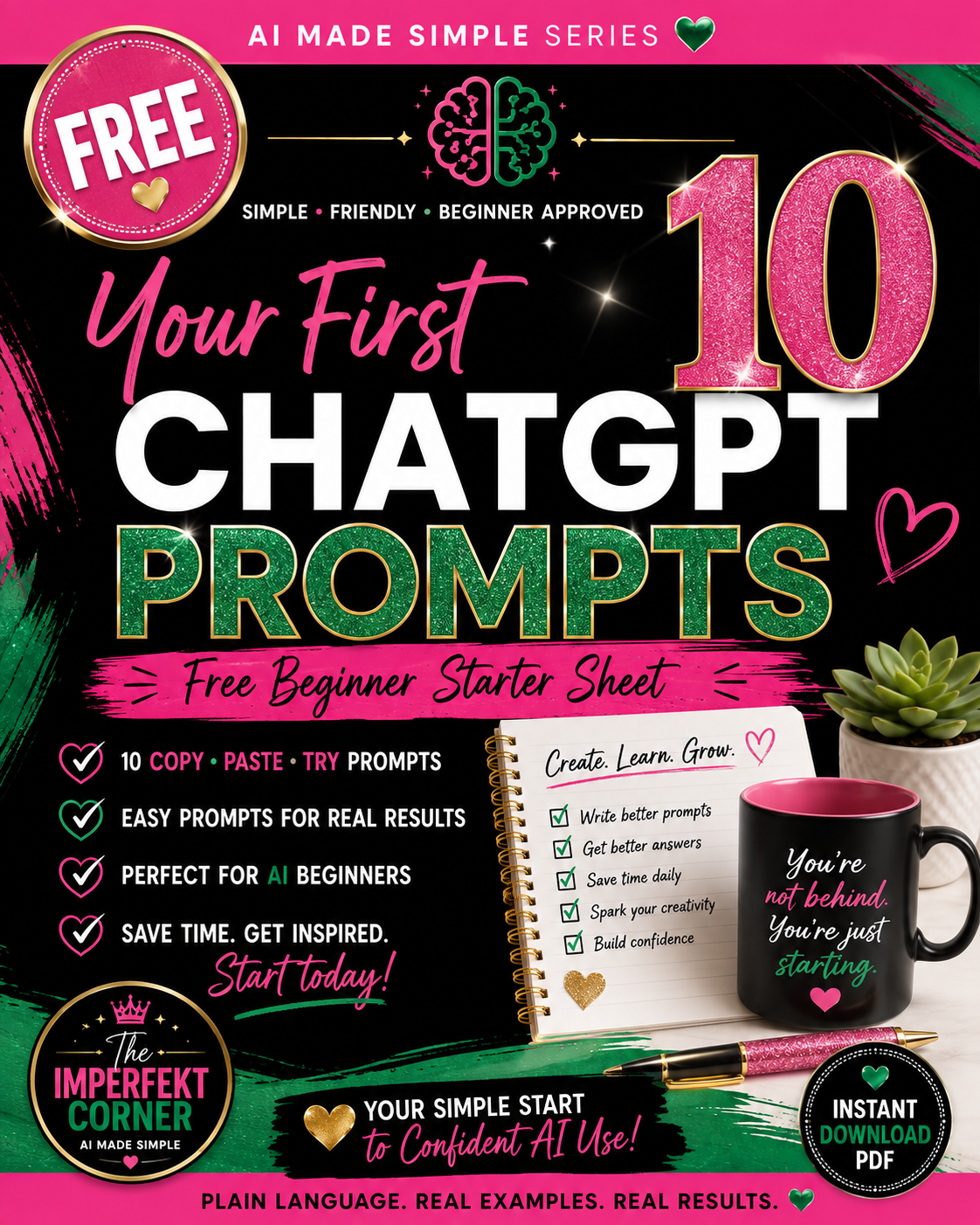 Your First 10 ChatGPT Prompts | FREE Beginner Starter Sheet