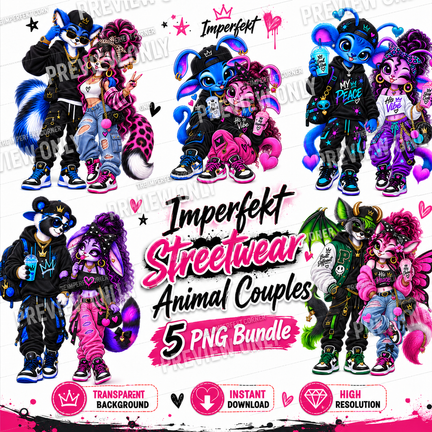 Imperfekt Streetwear Animal Couples | 5 PNG Digital Bundle 💗🔥