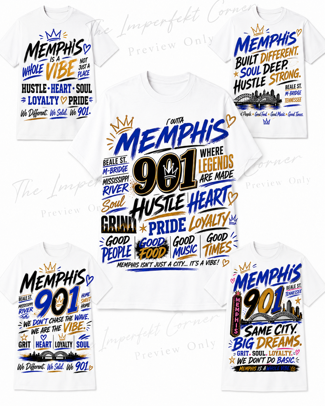 Memphis 901 Design Bundle | 5 PNG Digital Downloads