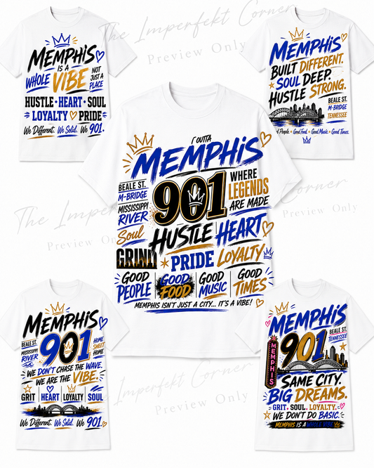 Memphis 901 Design Bundle | 5 PNG Digital Downloads