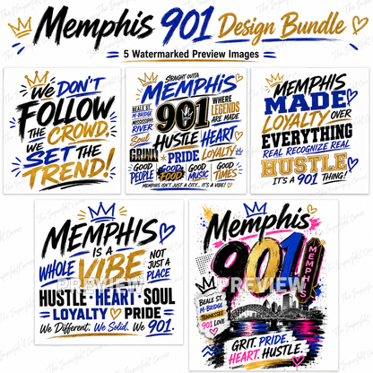 Memphis 901 Design Bundle | 5 PNG Digital Downloads