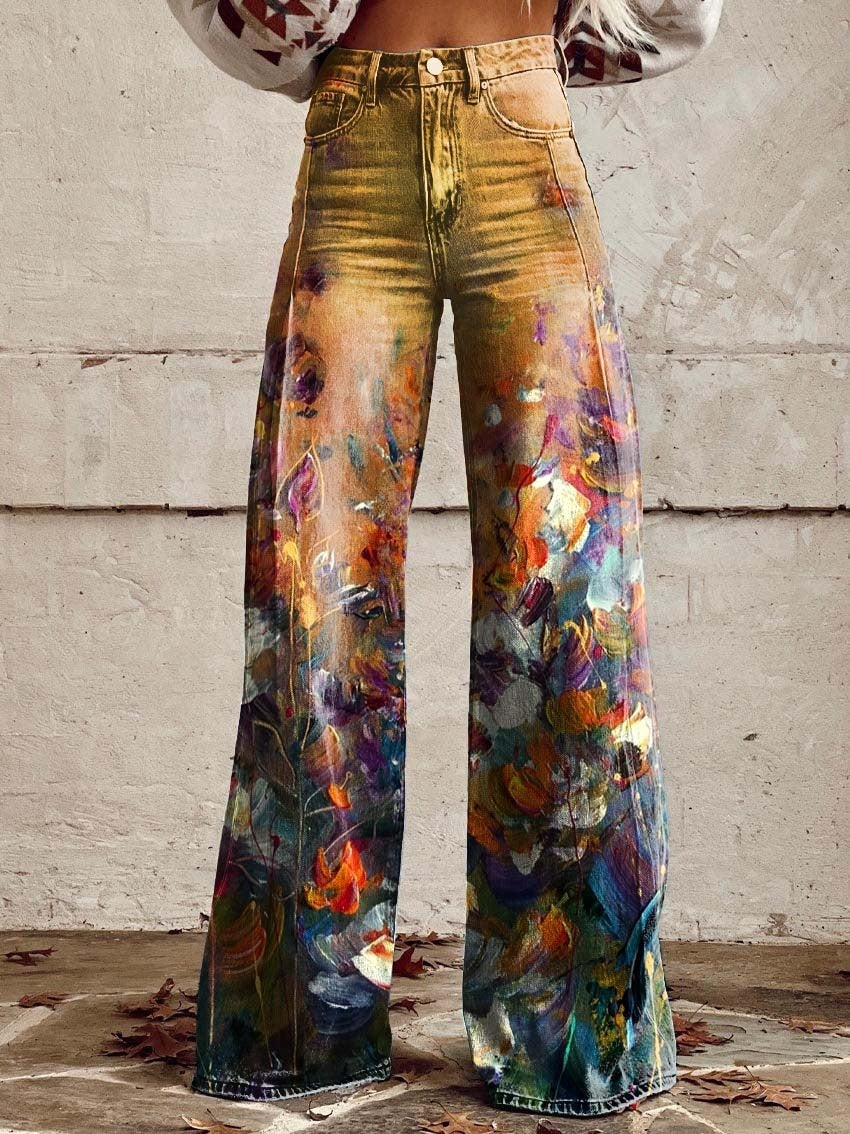 Pattern Women's Wide-legged Pants Anti-jeans 3D Digital Printing