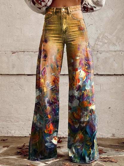 Pattern Women's Wide-legged Pants Anti-jeans 3D Digital Printing