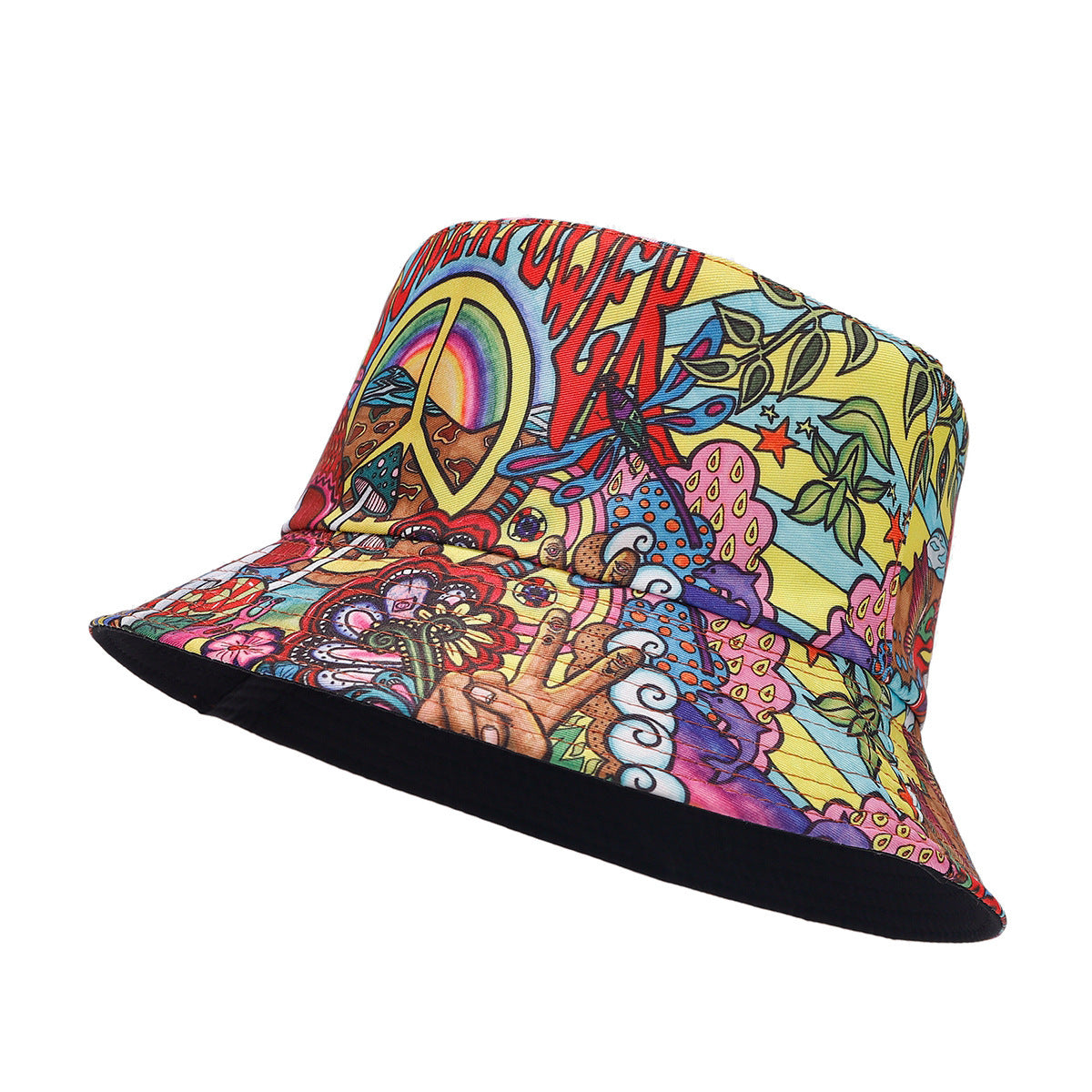 Graffiti Double-sided Bucket Hat Female Party Hip Hop Bucket Hat