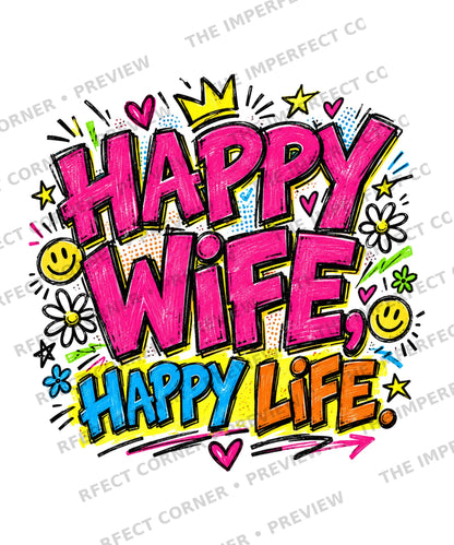 Happy Wife Happy Life comic scribble PNG preview