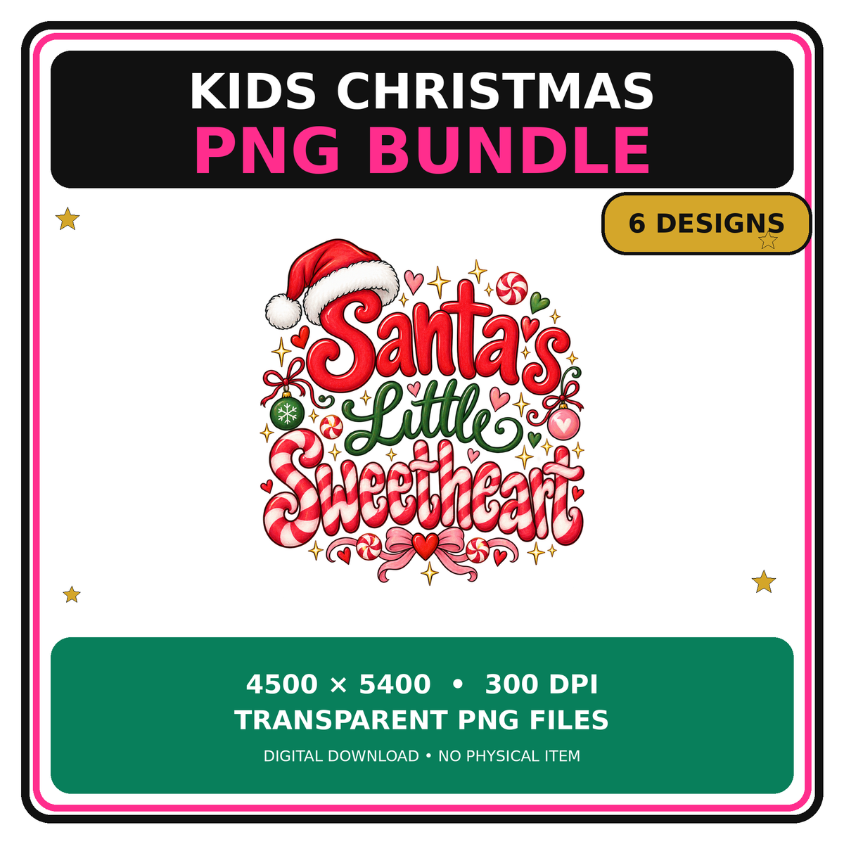 Kids Christmas PNG Bundle - 6 Holiday Designs