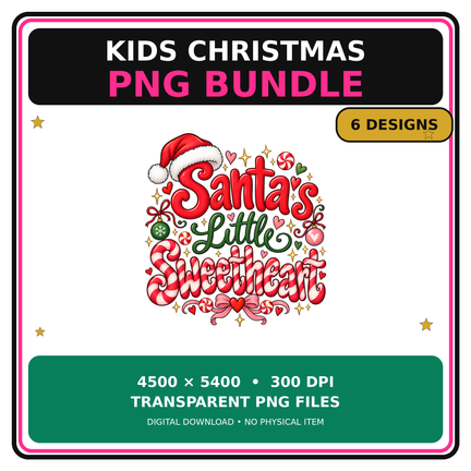 Kids Christmas PNG Bundle - 6 Holiday Designs