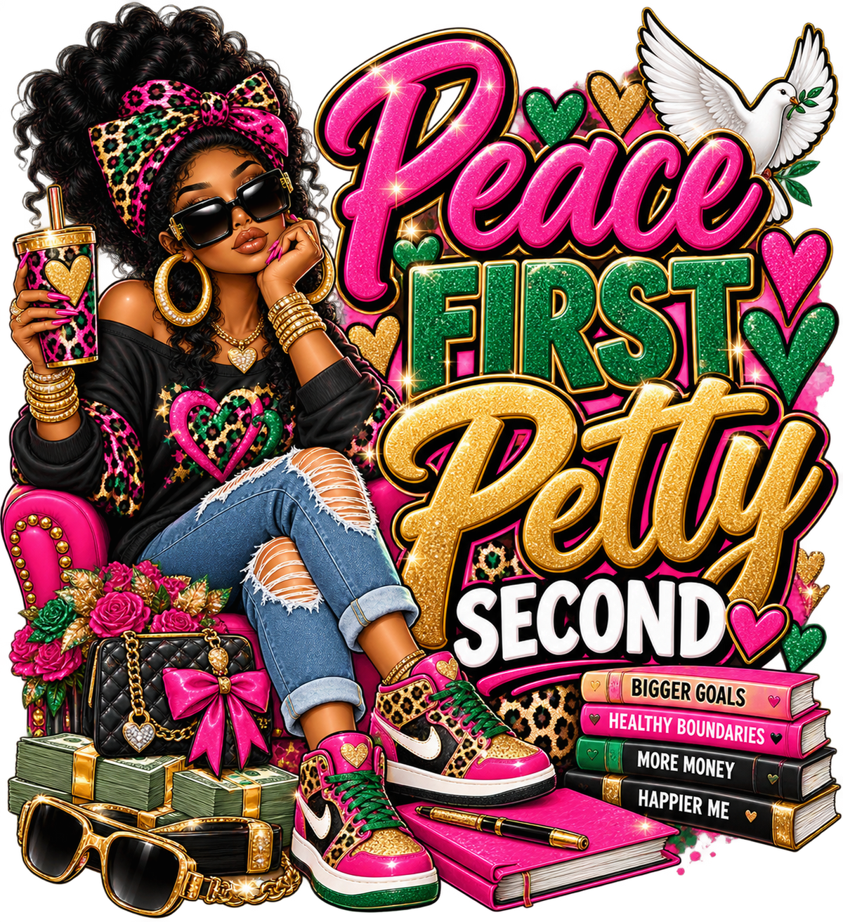 Peace First Petty Second PNG design