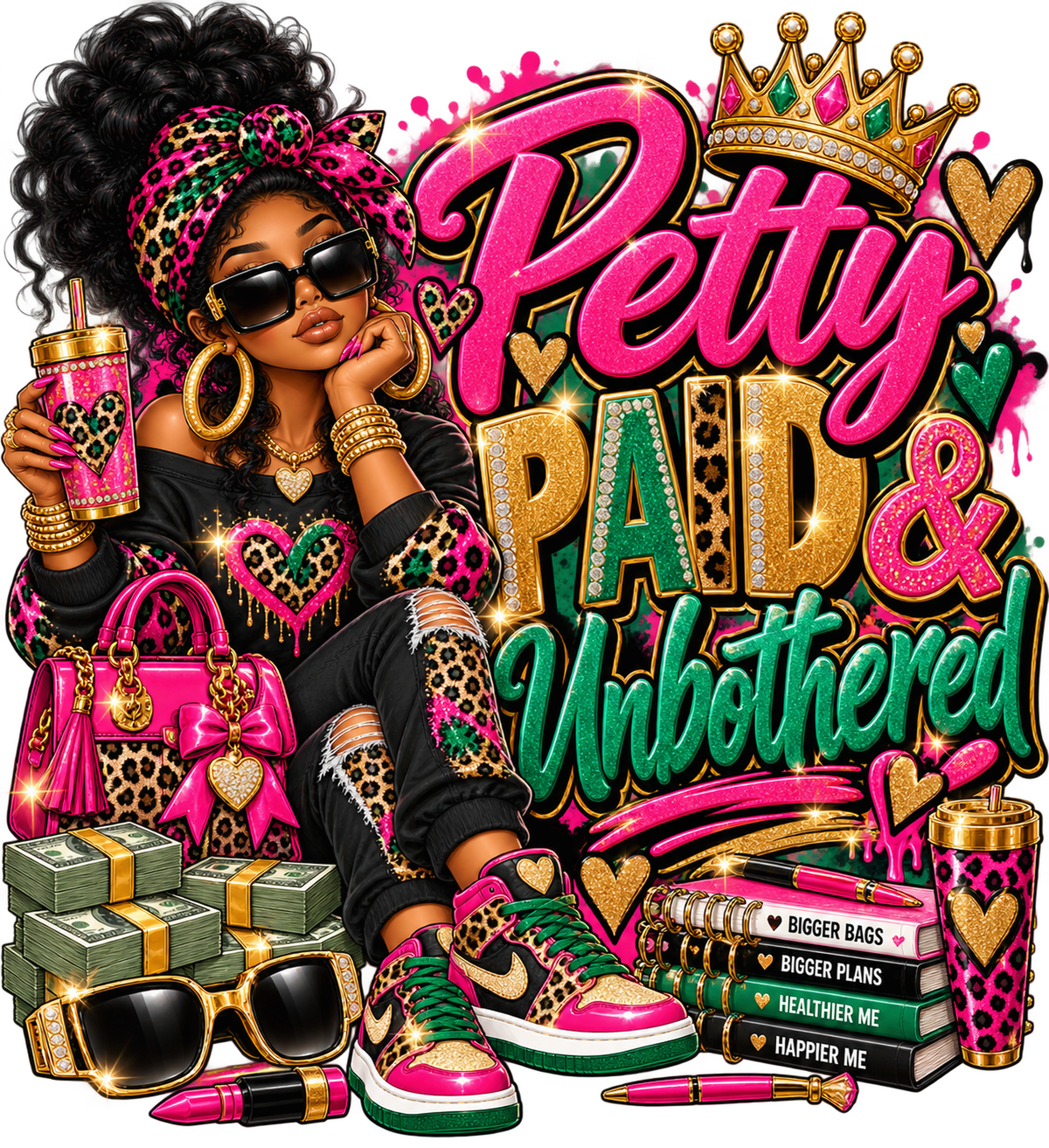 Petty Paid and Unbothered PNG design
