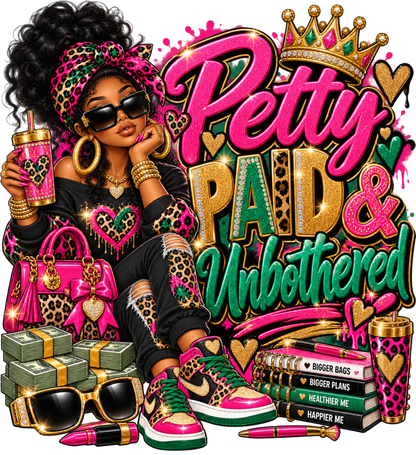Petty Paid and Unbothered PNG design